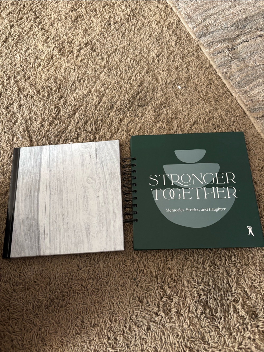 Strong Together Spiral Memory Book - Dark Green & Gray and empty
Memory books